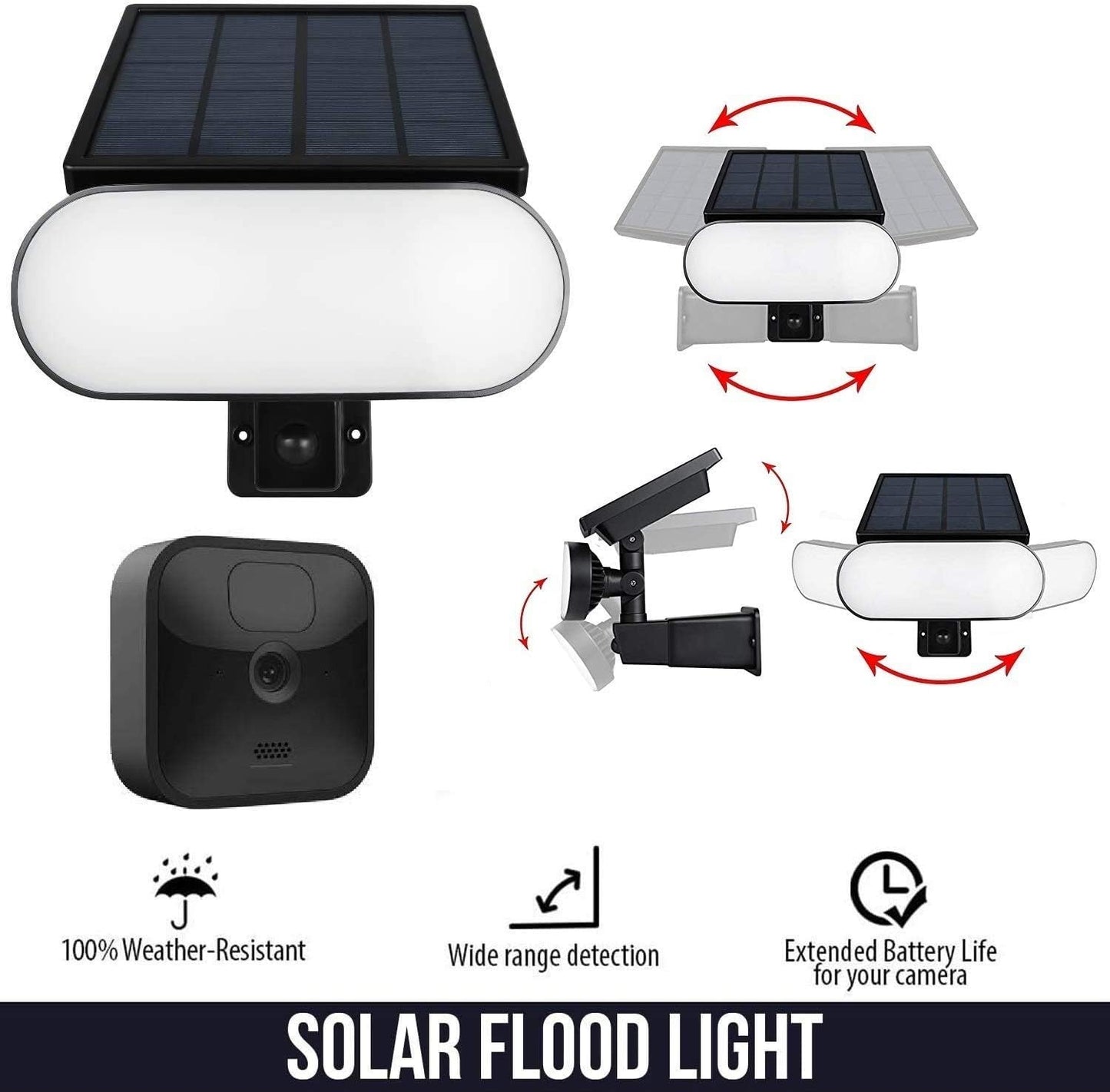 2-In-1 Solar Panel Charger & Security Light for Blink Outdoor & Blink XT2/XT (Camera Not Included)
