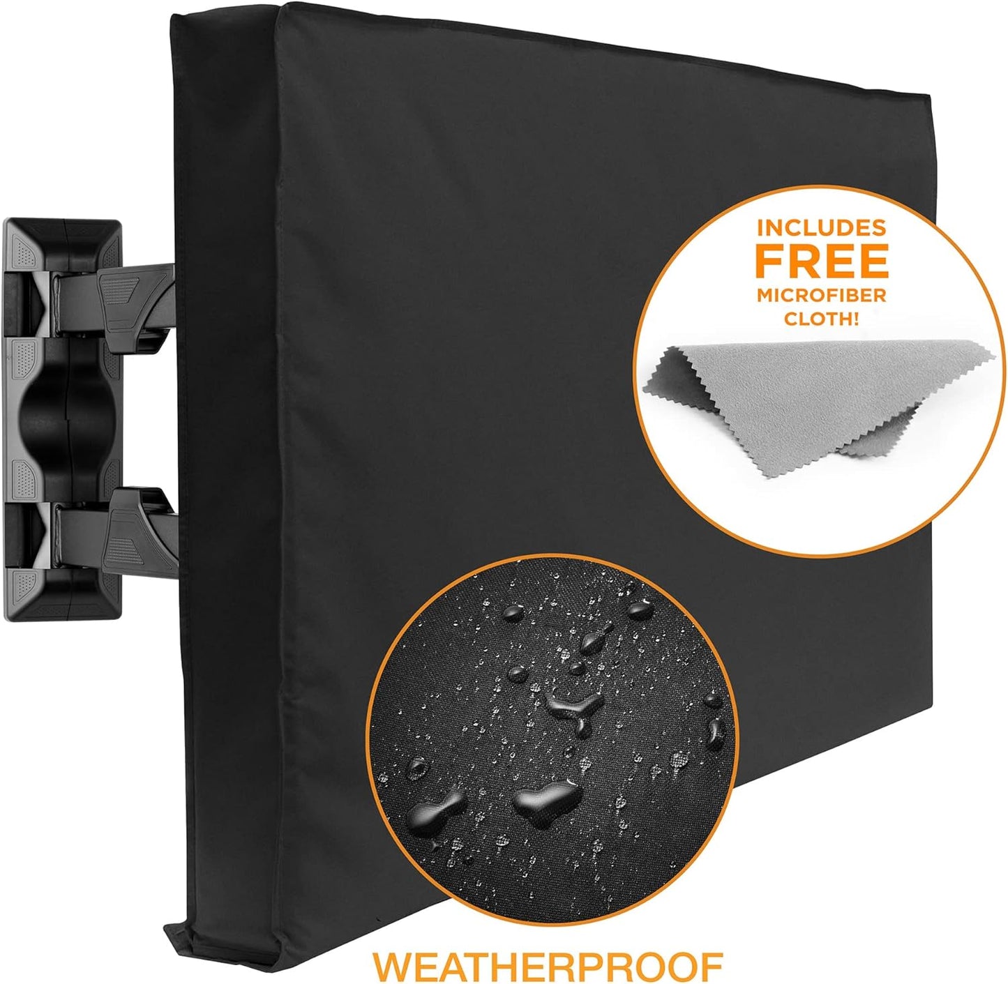 Outdoor TV Cover - 32" Model for 30" - 34" Flat Screens - Slim Fit - Weatherproof Weather Dust Resistant Television Protector - Black