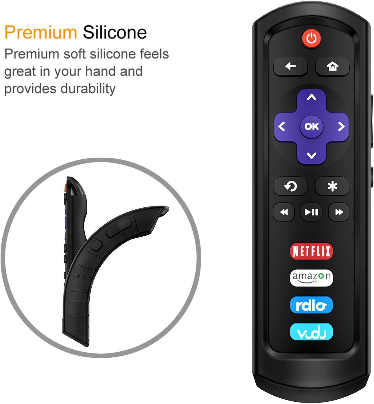 Protective Case for Roku Steaming Stick 3600R, TCL Roku TV RC280 RC282 Remote - Casebot (Honey Comb Series) Light Weight (Anti Slip) Shock Proof Silicone Remote Controller Cover, Black