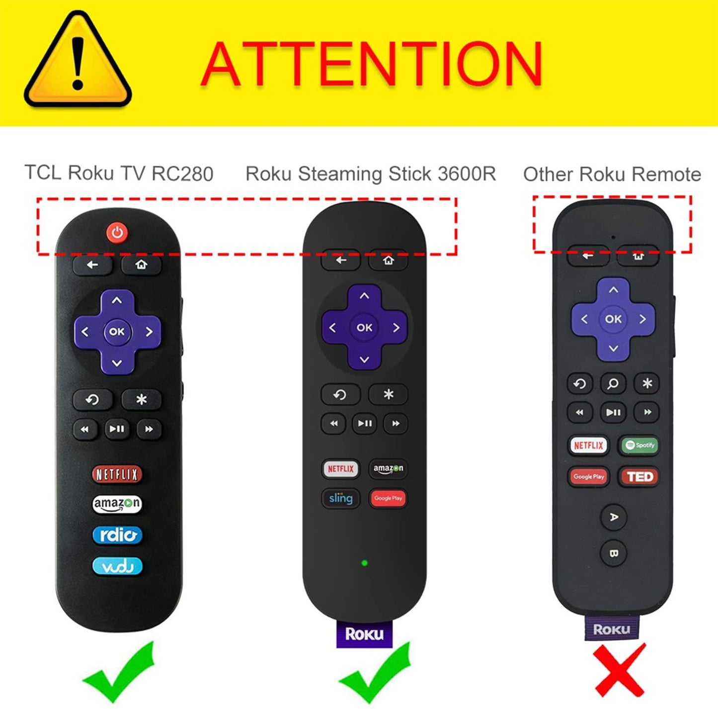 Protective Case for Roku Steaming Stick 3600R, TCL Roku TV RC280 RC282 Remote - Casebot (Honey Comb Series) Light Weight (Anti Slip) Shock Proof Silicone Remote Controller Cover, Black