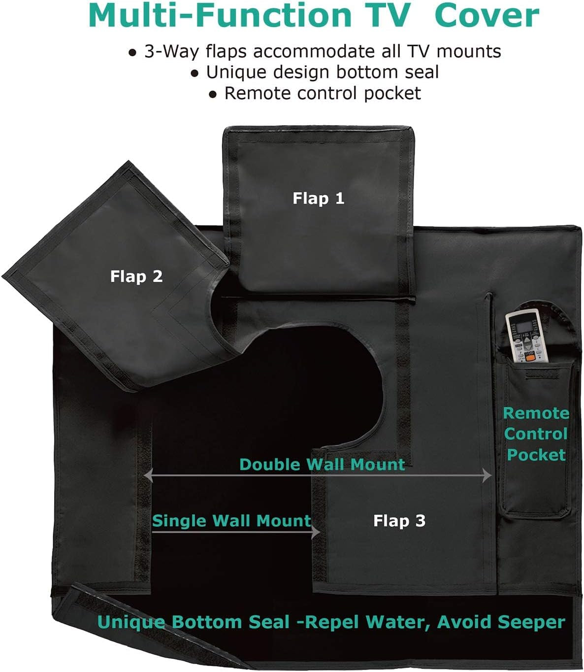 Outdoor TV Cover 30 to 32 Inch Weatherproof, Cover Size 30" W X 20" H X 4.5" D, Waterproof for outside Flat Screen 30 to 32 Inch TV with Built-In Remote Pocket