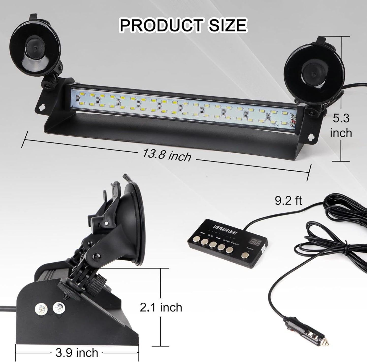 Emergency Dash Strobe Light 80 LED Warning Hazard Flashing Light Bar Visor Interior Windshield Traffic Safety Lights for Volunteer Firefighter Vehicles Trucks (2X14 Inch, Red/White)