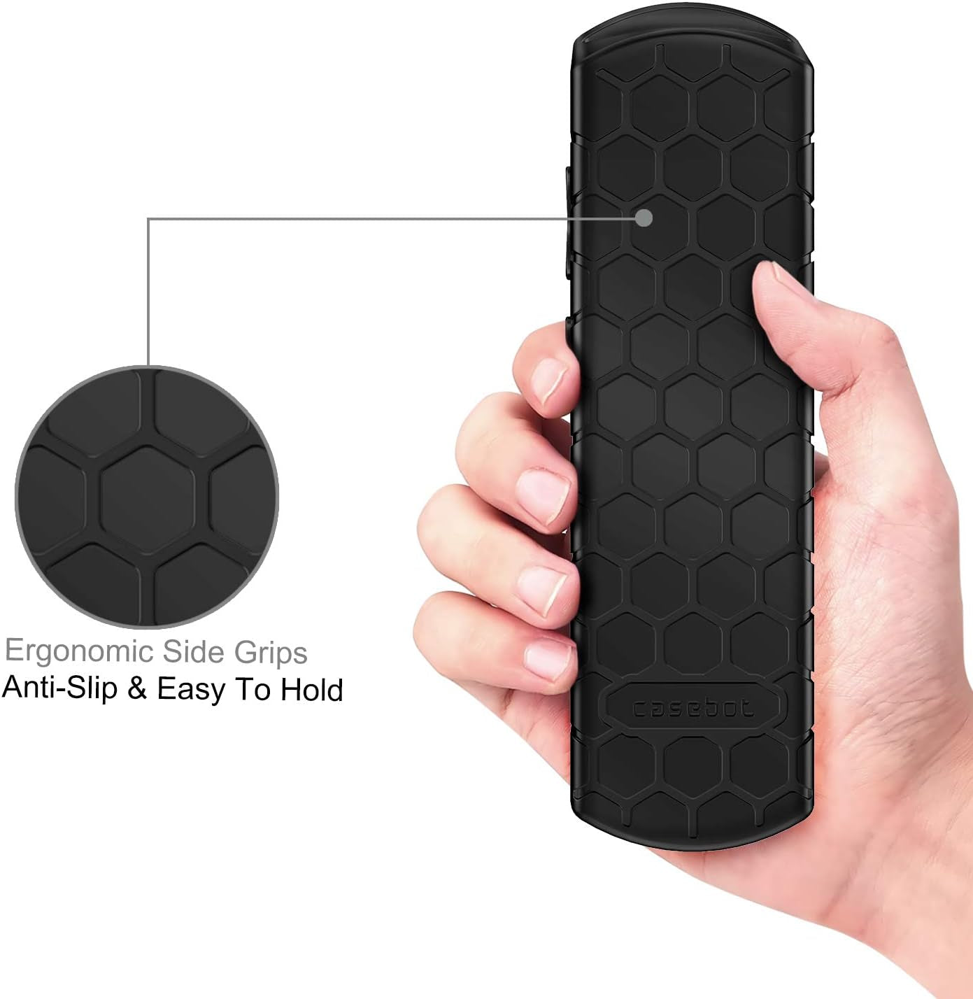Protective Case for Roku Steaming Stick 3600R, TCL Roku TV RC280 RC282 Remote - Casebot (Honey Comb Series) Light Weight (Anti Slip) Shock Proof Silicone Remote Controller Cover, Black