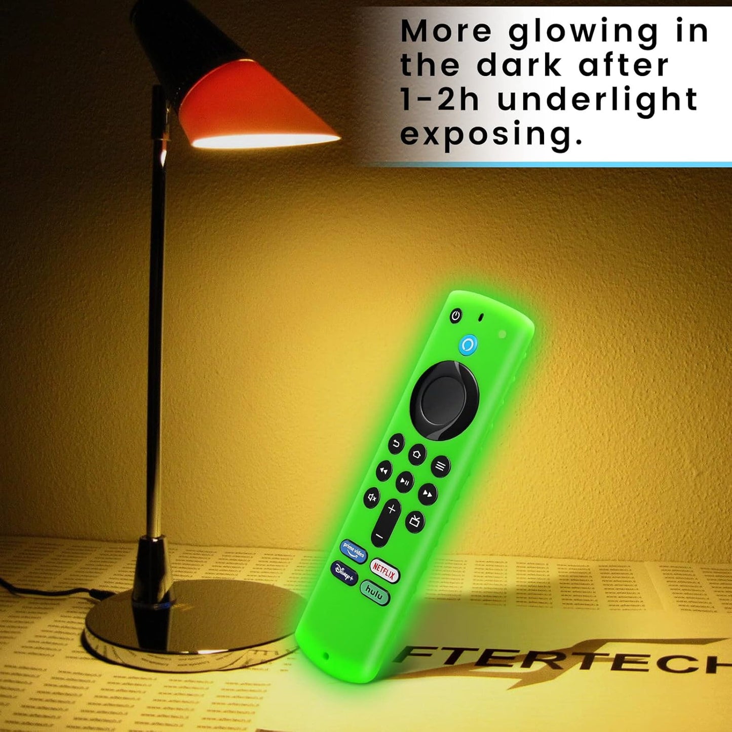 Glow Green Remote Cover Replacement for 2021 TV Stick 3Rd Gen., 4K Remote Controller, Silicone Case with Lanyard Compatible with Lenovo Remote X35, X45
