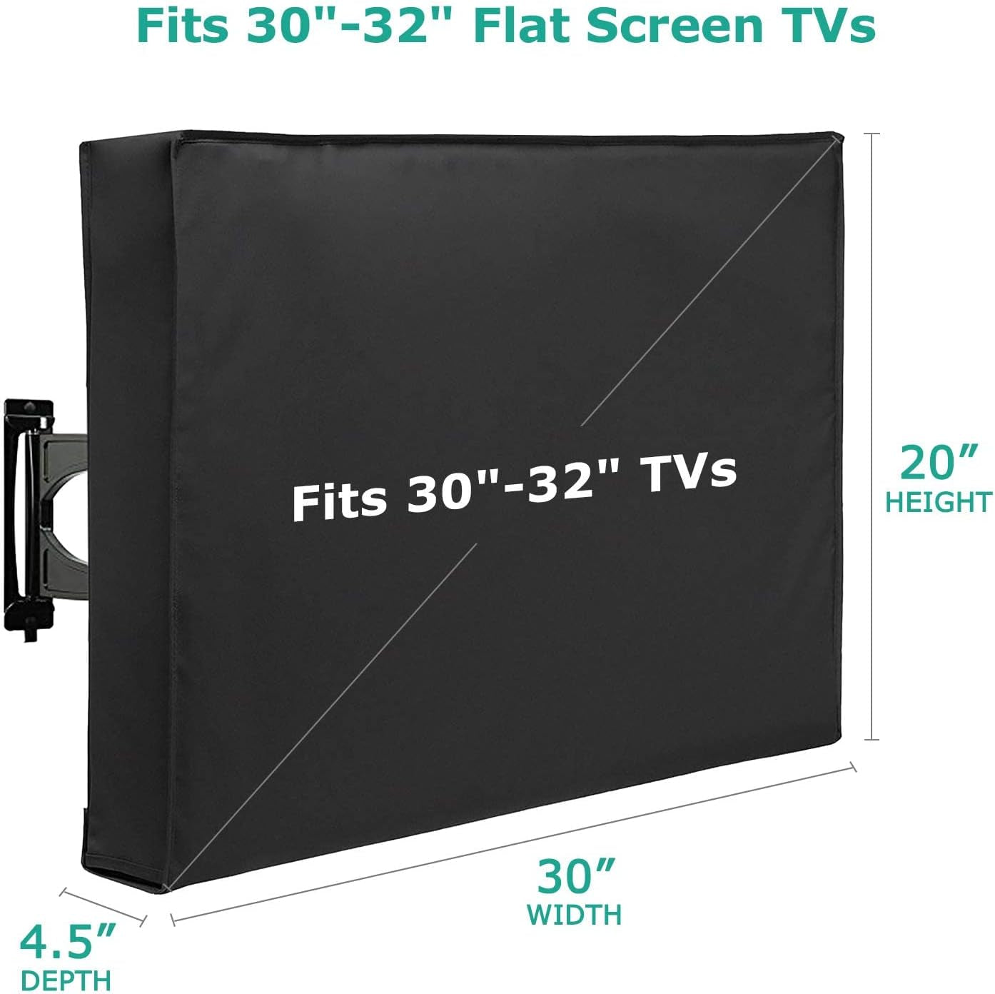 Outdoor TV Cover 30 to 32 Inch Weatherproof, Cover Size 30" W X 20" H X 4.5" D, Waterproof for outside Flat Screen 30 to 32 Inch TV with Built-In Remote Pocket
