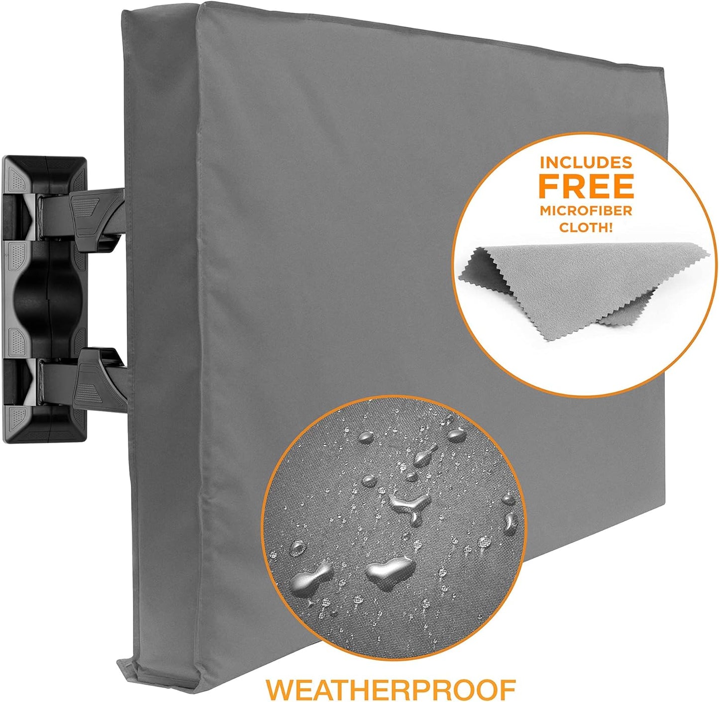 Outdoor TV Cover - 55" Model for 53'' - 57" Flat Screens - Slim Fit - Weatherproof Weather Dust Resistant Television Protector - Gray