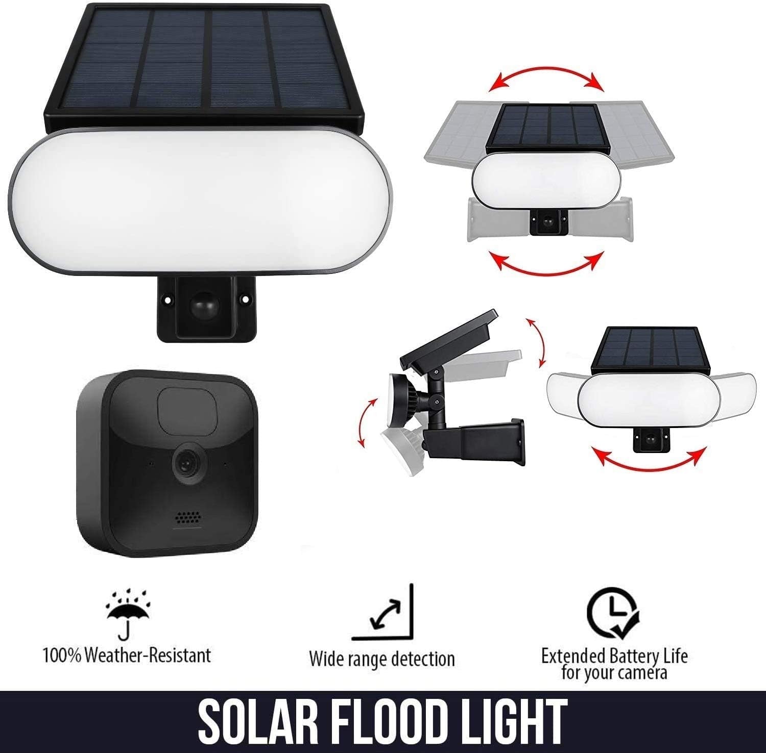 2-In-1 Solar Panel Charger & Security Light for Blink Outdoor & Blink XT2/XT (Camera Not Included)