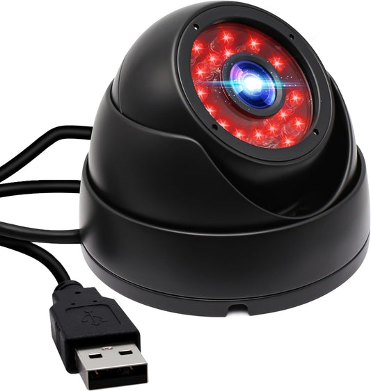 CCTV USB Dome Camera 720P Security Cameras Indoor Dog Cat Dome IP Cam with Night Vision,Waterproof Dome Camera Outdoor Metal Housing, 24 Ir-Leds True Day and Night Monitoring 3.6Mm Lens