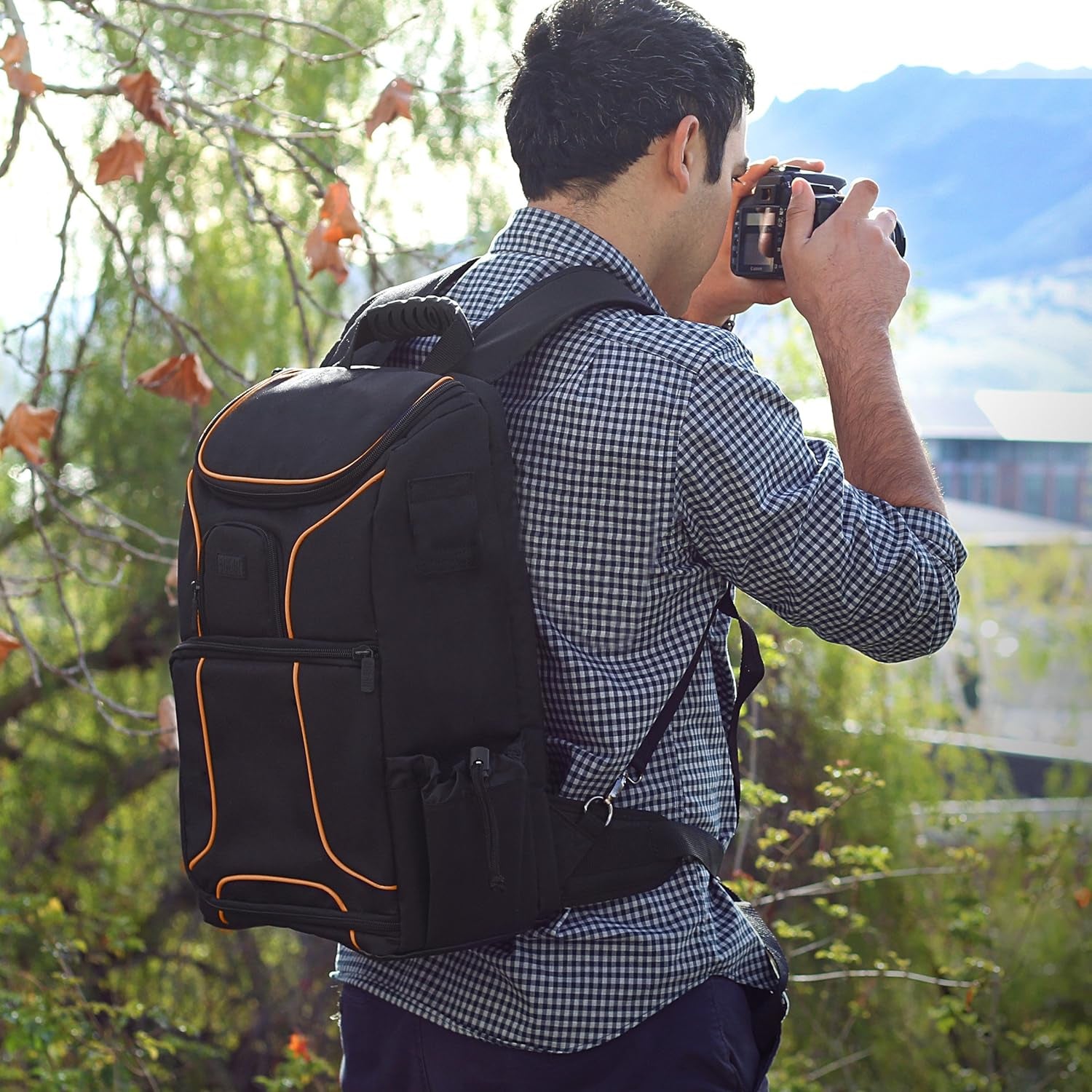 Camera Backpack for Photographers Dslr/Slr/Mirrorless Photography Camera Bag with Laptop Compartment, Waterproof Rain Cover & Tripod Holder, Compatible with Canon/Nikon/Sony (Orange)