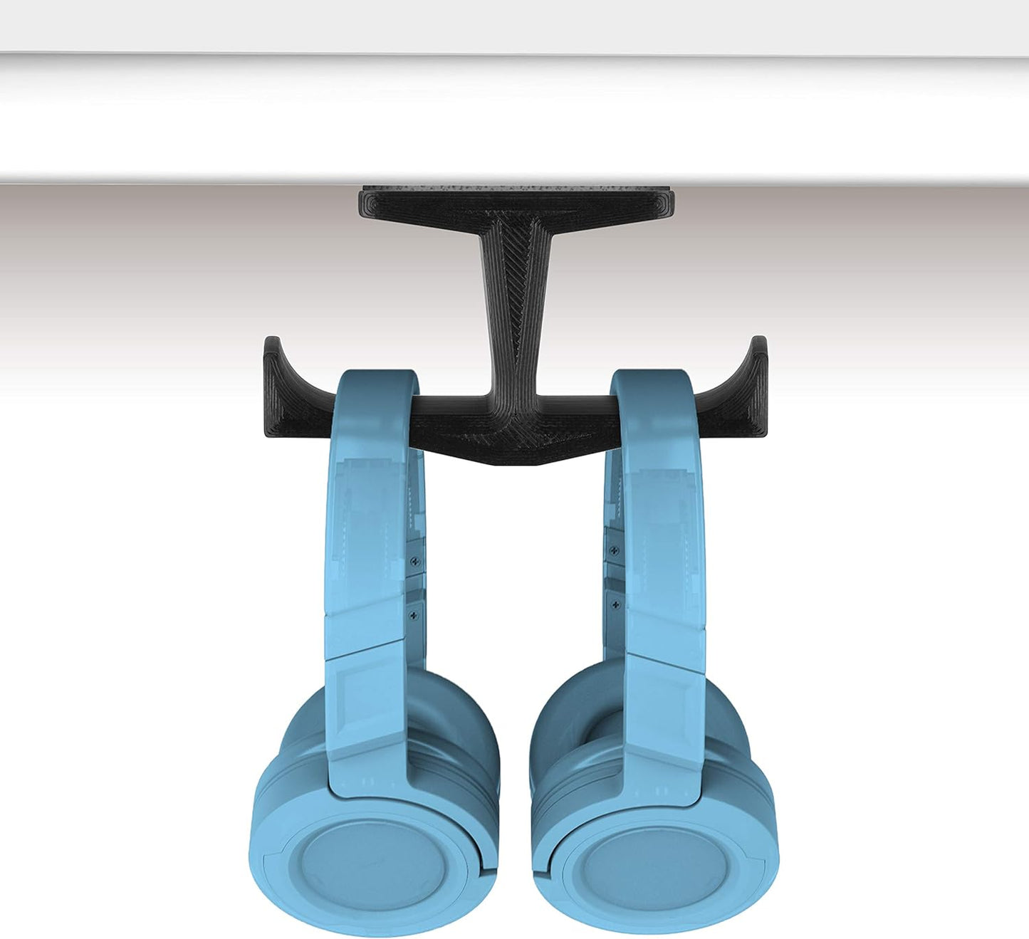 Bigt Dual Headphone Stand (2 Pack), under Desk Hanger for Headphones, Gaming Headsets, Mobiles Accessories, Stick On, No Screws, Black