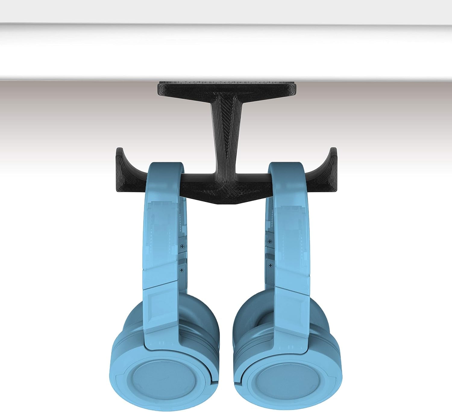 Bigt Dual Headphone Stand (2 Pack), under Desk Hanger for Headphones, Gaming Headsets, Mobiles Accessories, Stick On, No Screws, Black