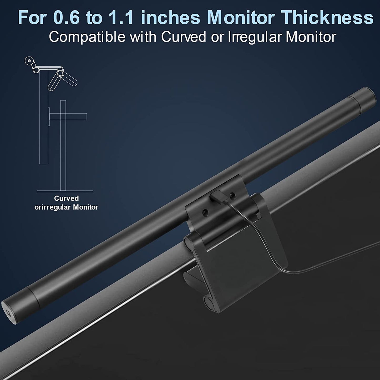 Computer Monitor Light Bar Screen Lamp: USB Powered LED Monitor Lamp with Stepless Dimming & Hue Adjustment & Memory Function & No Screen Glare for Desktop Office Home Work (Rotating Button Control)