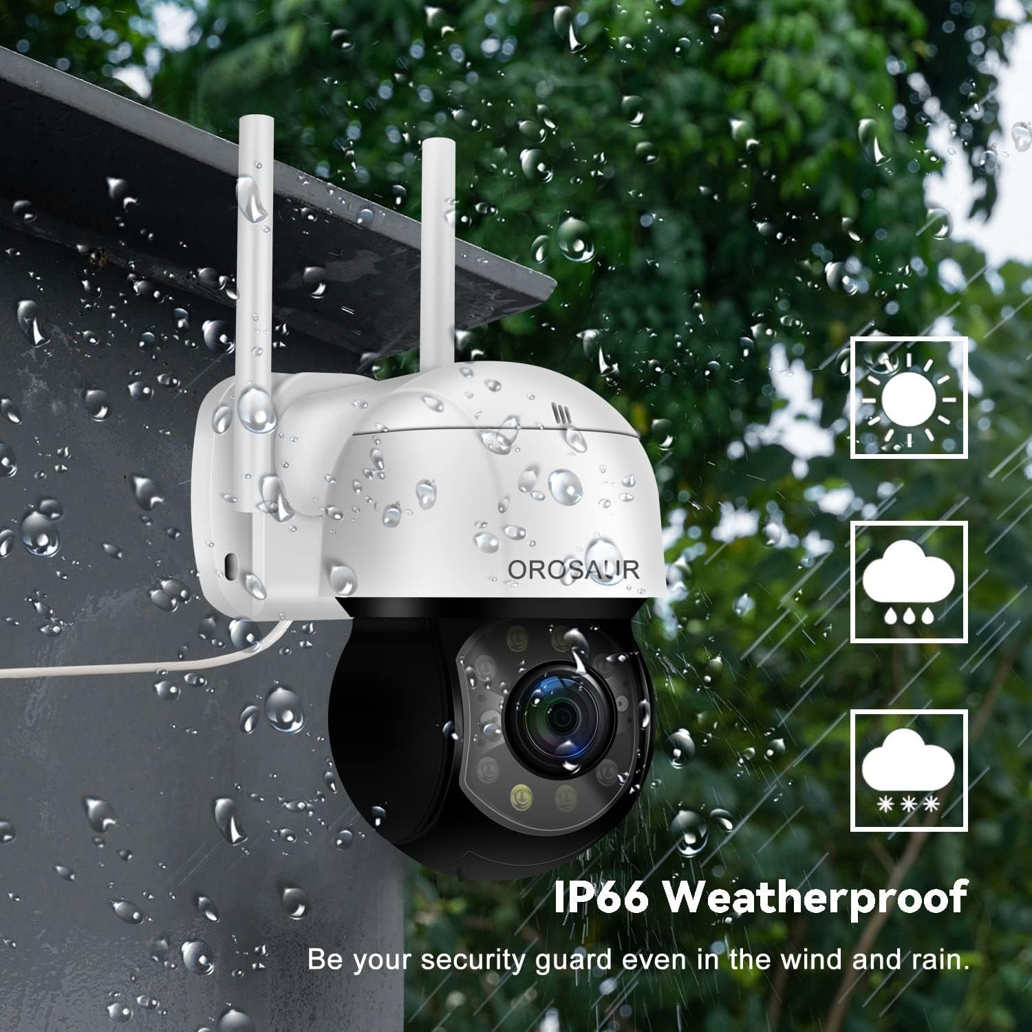 Security Camera Outdoor, Plug-In Wireless Wifi Cameras 1080P Home Bullet Surveillance Camera, 3MP, PTZ, Pan/Tilt, 360° View, Night Vision, Motion Detection, Cloud Storage, IP Work at Mobile APP