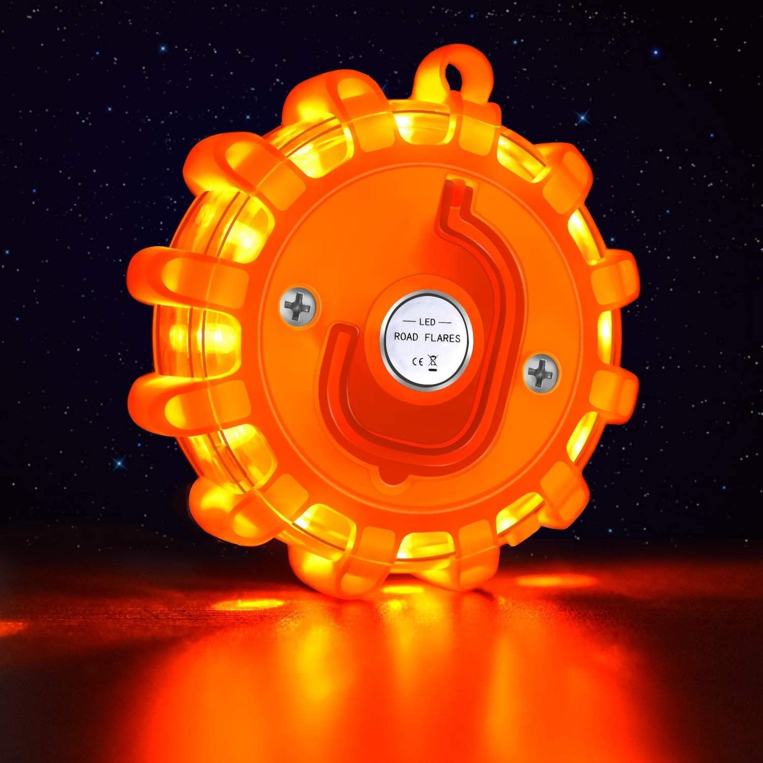 [8 Pack] LED Road Flares Safety Flashing Warning Light Roadside Emergency Disc Beacon Kit for Vehicles Boats with Magnetic Base & Hook, Premium Storage Bag (Batteries Not Included) (8)