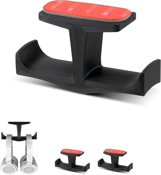 Bigt Dual Headphone Stand (2 Pack), under Desk Hanger for Headphones, Gaming Headsets, Mobiles Accessories, Stick On, No Screws, Black