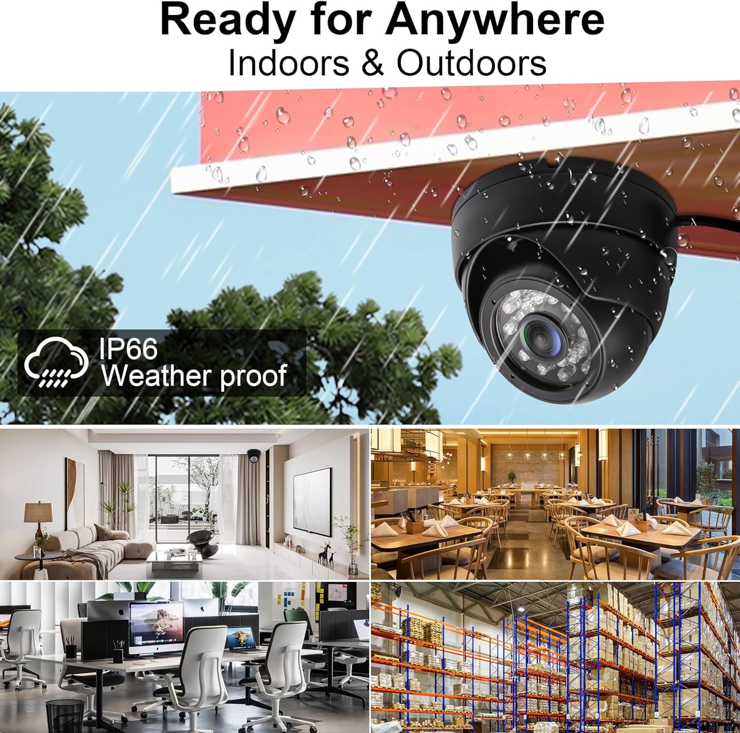 CCTV USB Dome Camera 720P Security Cameras Indoor Dog Cat Dome IP Cam with Night Vision,Waterproof Dome Camera Outdoor Metal Housing, 24 Ir-Leds True Day and Night Monitoring 3.6Mm Lens