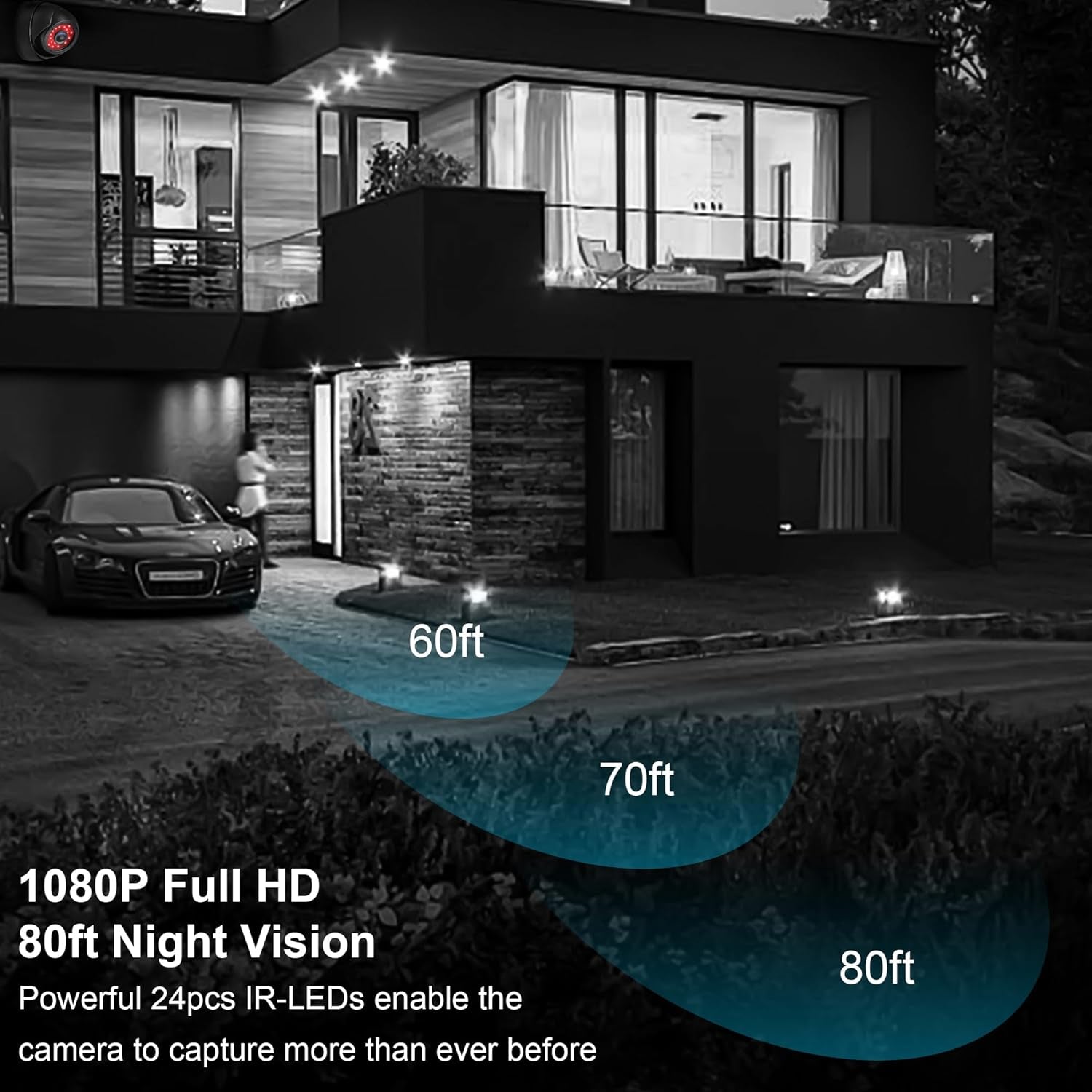 CCTV USB Dome Camera 720P Security Cameras Indoor Dog Cat Dome IP Cam with Night Vision,Waterproof Dome Camera Outdoor Metal Housing, 24 Ir-Leds True Day and Night Monitoring 3.6Mm Lens