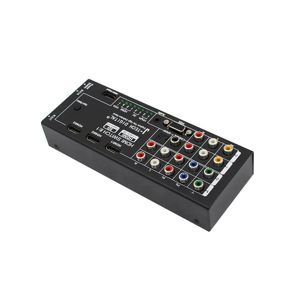 J-Tech Digital Latest Generation Multi-Functional HDMI Audio Extractor with 8 Inputs to 1 HDMI Output with Optical / Coaxial 5.1 Channel Support 3D & Surround Sound