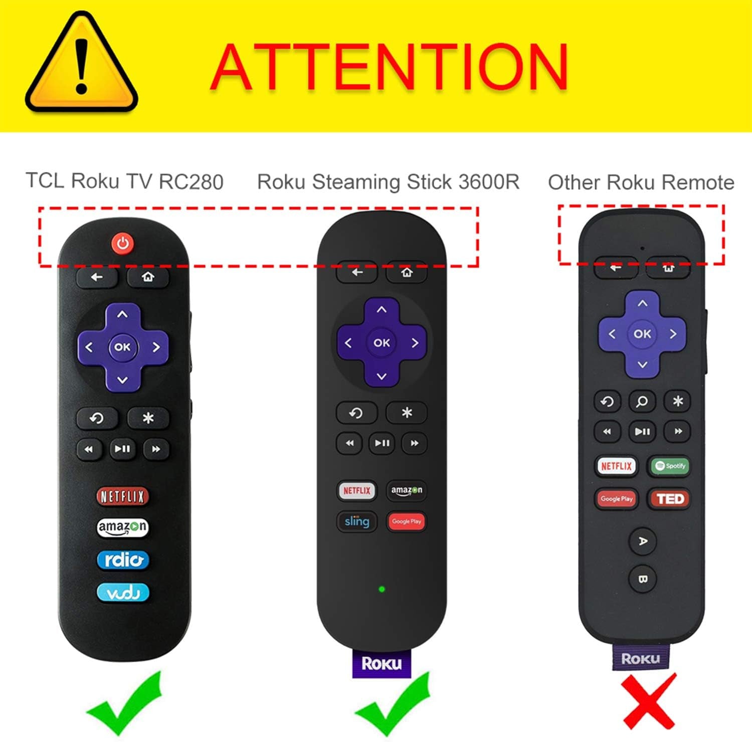 Protective Case for Roku Steaming Stick 3600R, TCL Roku TV RC280 RC282 Remote - Casebot (Honey Comb Series) Light Weight (Anti Slip) Shock Proof Silicone Remote Controller Cover, Black