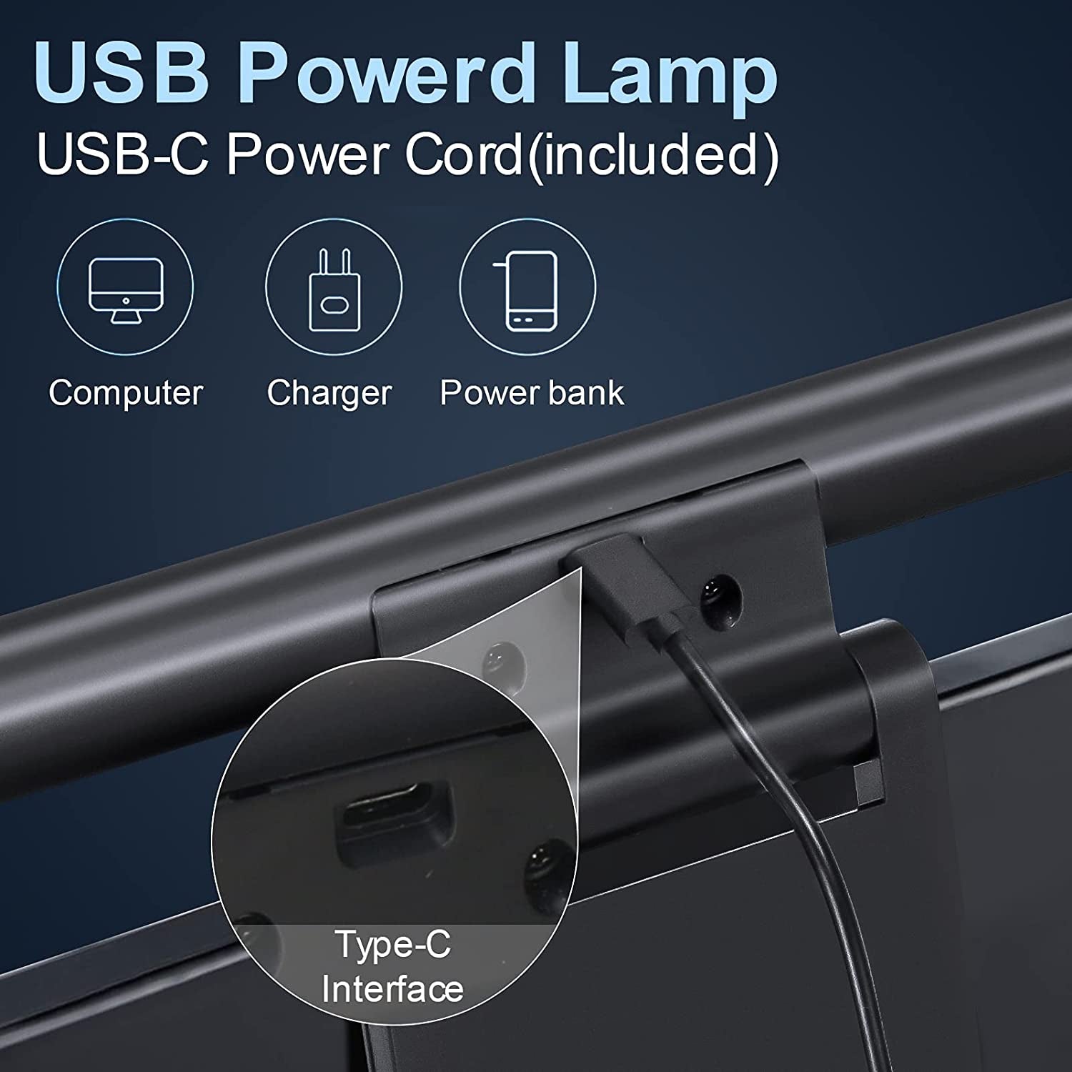 Computer Monitor Light Bar Screen Lamp: USB Powered LED Monitor Lamp with Stepless Dimming & Hue Adjustment & Memory Function & No Screen Glare for Desktop Office Home Work (Rotating Button Control)