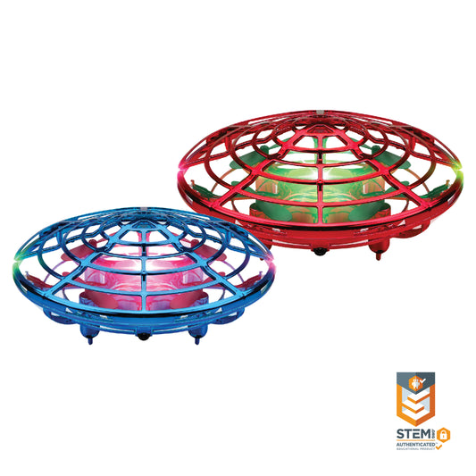 Scoot Duo Aerial 5 Sensor Mini Drones, Hand Operated UFO with Multi-Color LED Lights, STEM Drone Toy for Boys and Girls