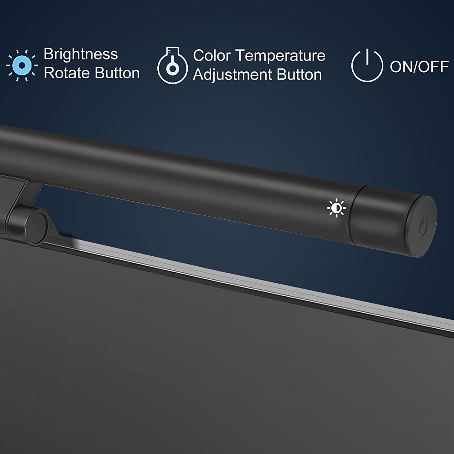 Computer Monitor Light Bar Screen Lamp: USB Powered LED Monitor Lamp with Stepless Dimming & Hue Adjustment & Memory Function & No Screen Glare for Desktop Office Home Work (Rotating Button Control)