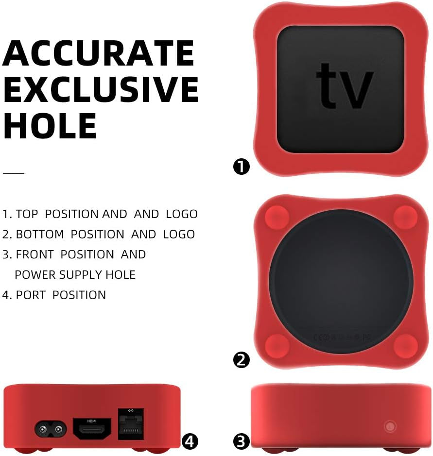 Protective Case Compatible for Apple TV 4K 5Th / 4Th - [Anti Slip] Shock Proof Silicone Cover for Apple TV (Red)
