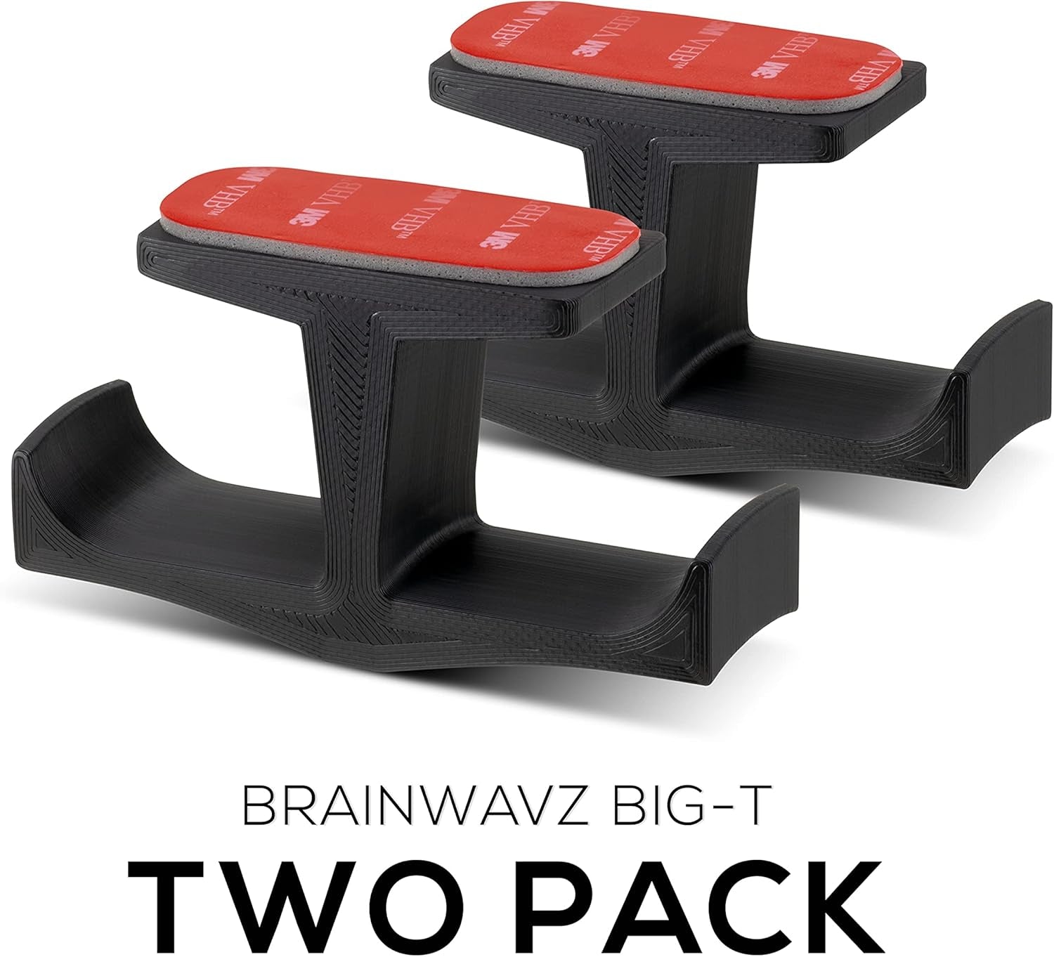 Bigt Dual Headphone Stand (2 Pack), under Desk Hanger for Headphones, Gaming Headsets, Mobiles Accessories, Stick On, No Screws, Black