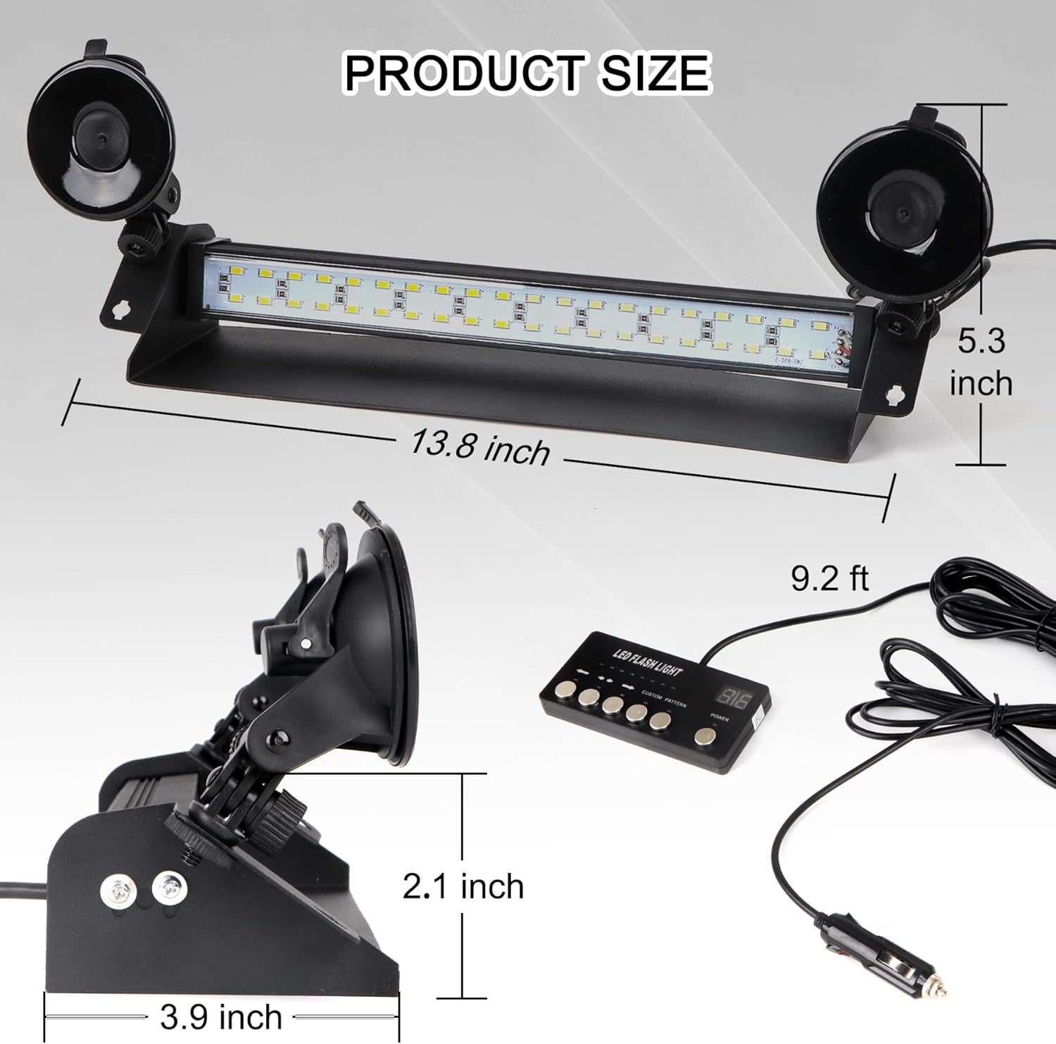 Emergency Dash Strobe Light 80 LED Warning Hazard Flashing Light Bar Visor Interior Windshield Traffic Safety Lights for Volunteer Firefighter Vehicles Trucks (2X14 Inch, Red/White)