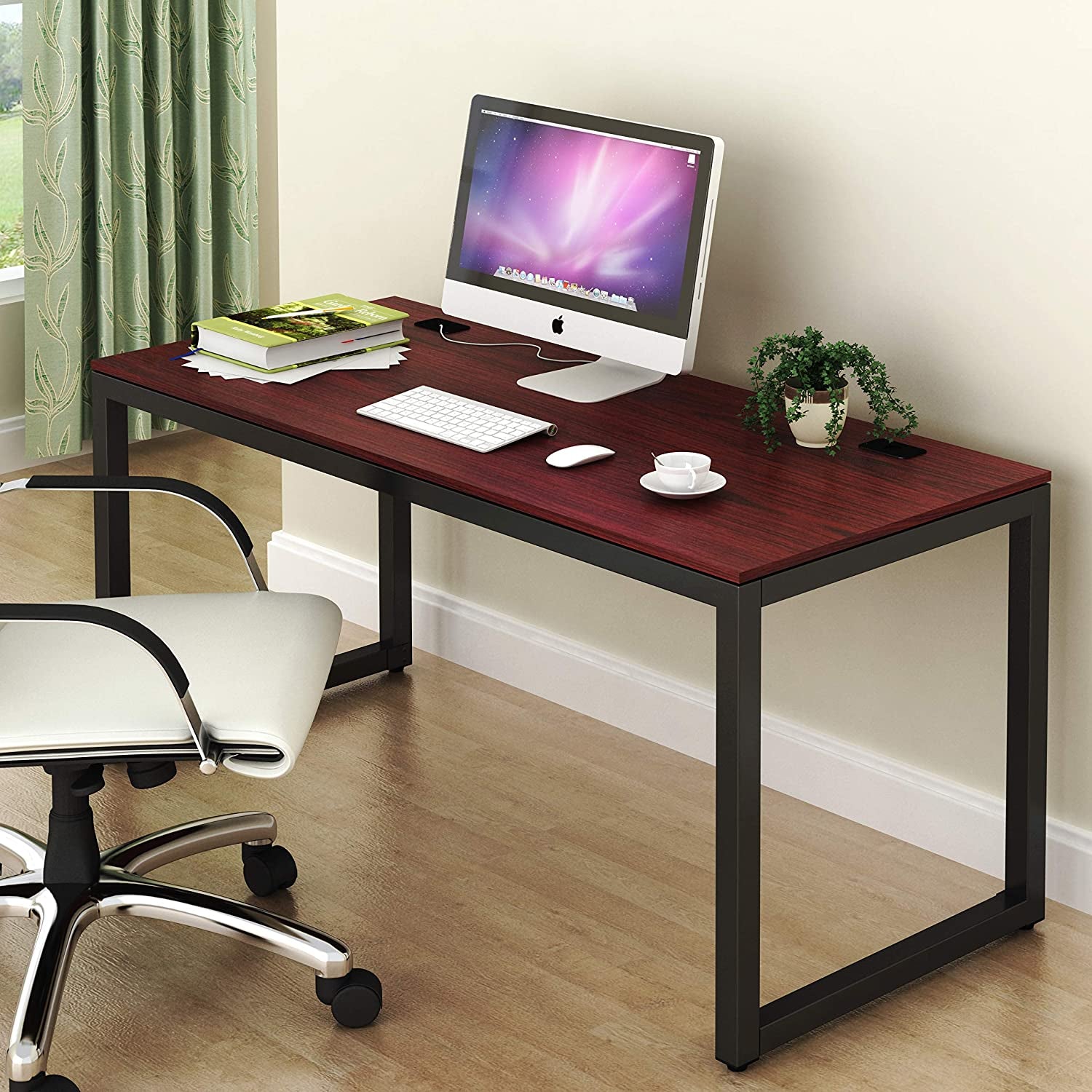 55-Inch Commercial-Grade Office Computer Desk, Cherry