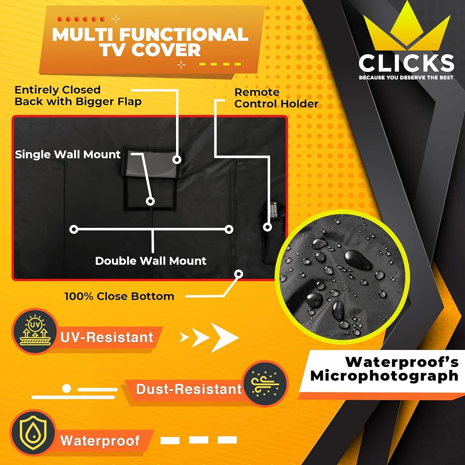 Outdoor TV Cover, Waterproof and Dustproof, Black, Size 30" - 32"
